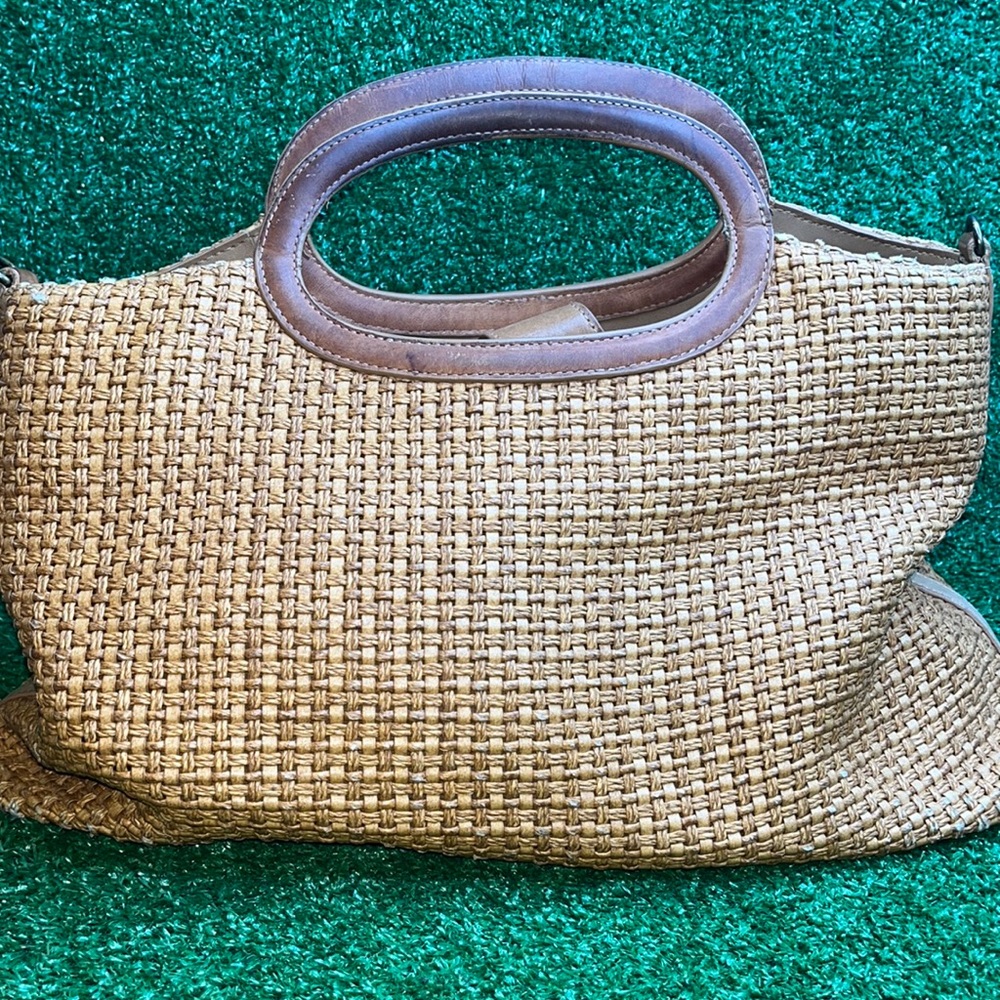 Vintage Fossil Rattan Bag with leather trim (no strap see description)